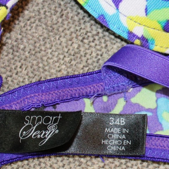 Smart Sexy Underwire Bra Size 34B Purple-Aqua-Black-Mustard - Picture 6 of 9